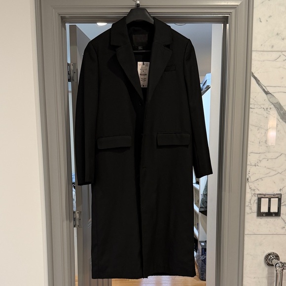 Zara Jackets & Blazers - Zara Black Long Trench Coat - Clean Single-Breasted Style